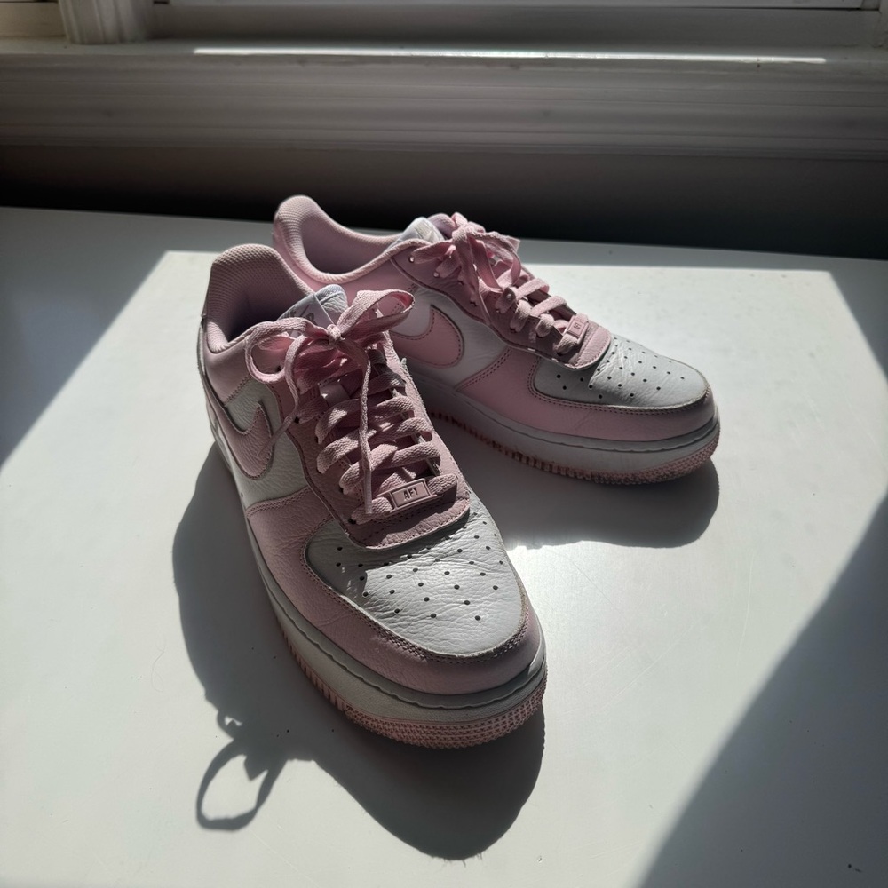 Nike Pink+White Air Force 1s